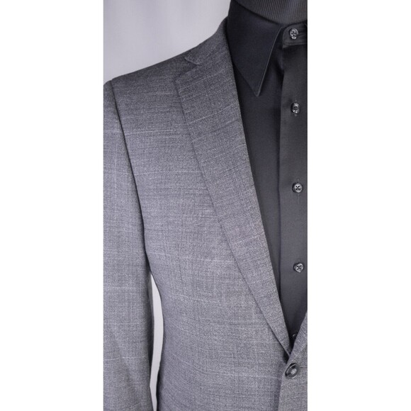 Calvin Klein SLIM Mens 40R Gray Plaid Wool 2-Pcs Suit With Dress Pants 32X27 - Picture 5 of 16